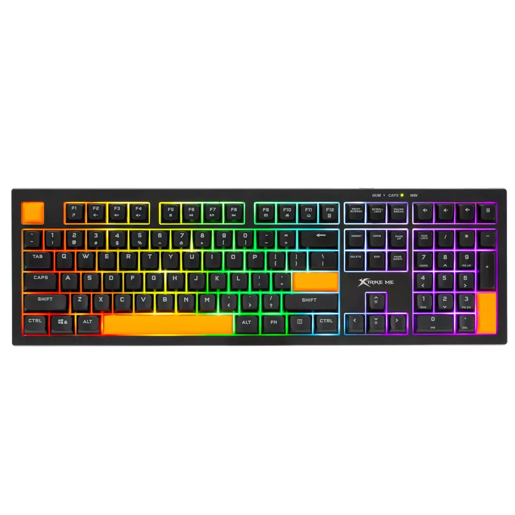 XTRIKE ME KB512 Gaming Keyboard - mechanical feeling - Rainbow LED Lighting (Black Orange)