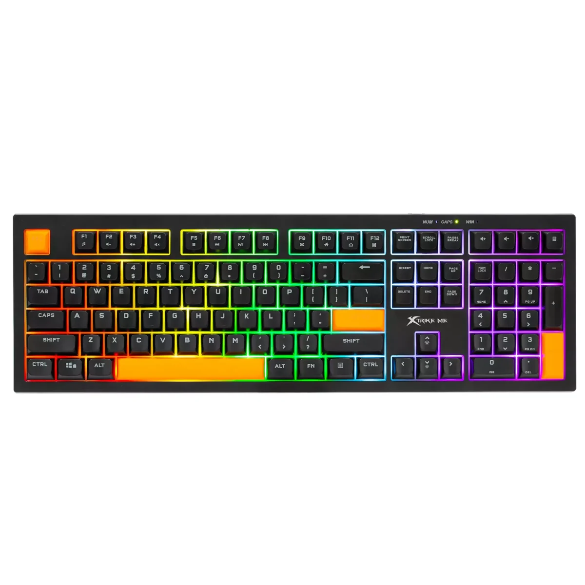 XTRIKE ME KB512 Gaming Keyboard - mechanical feeling - Rainbow LED Lighting (Black Orange)