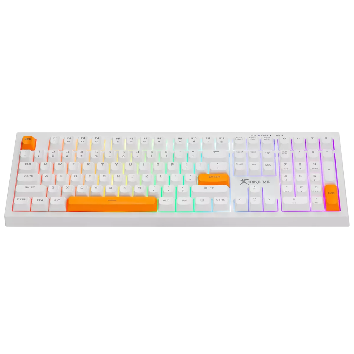 XTRIKE ME KB512 Gaming Keyboard - mechanical feeling - Rainbow LED Lighting (White Orange)