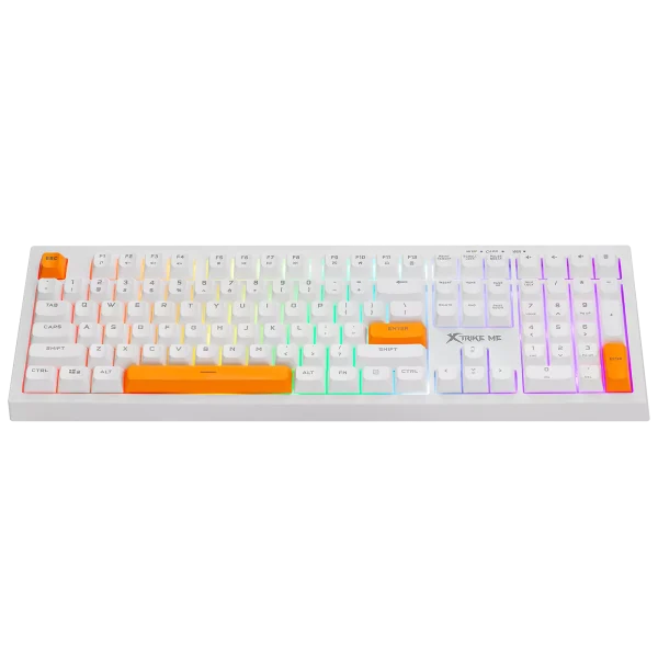 XTRIKE ME KB512 Gaming Keyboard - mechanical feeling - Rainbow LED Lighting (White Orange)