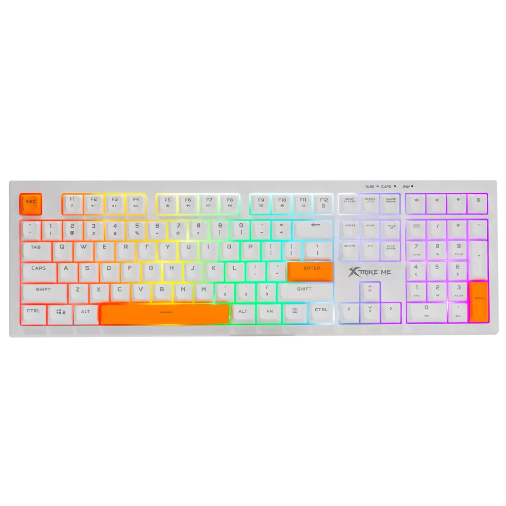 XTRIKE ME KB512 Gaming Keyboard - mechanical feeling - Rainbow LED Lighting (White Orange)