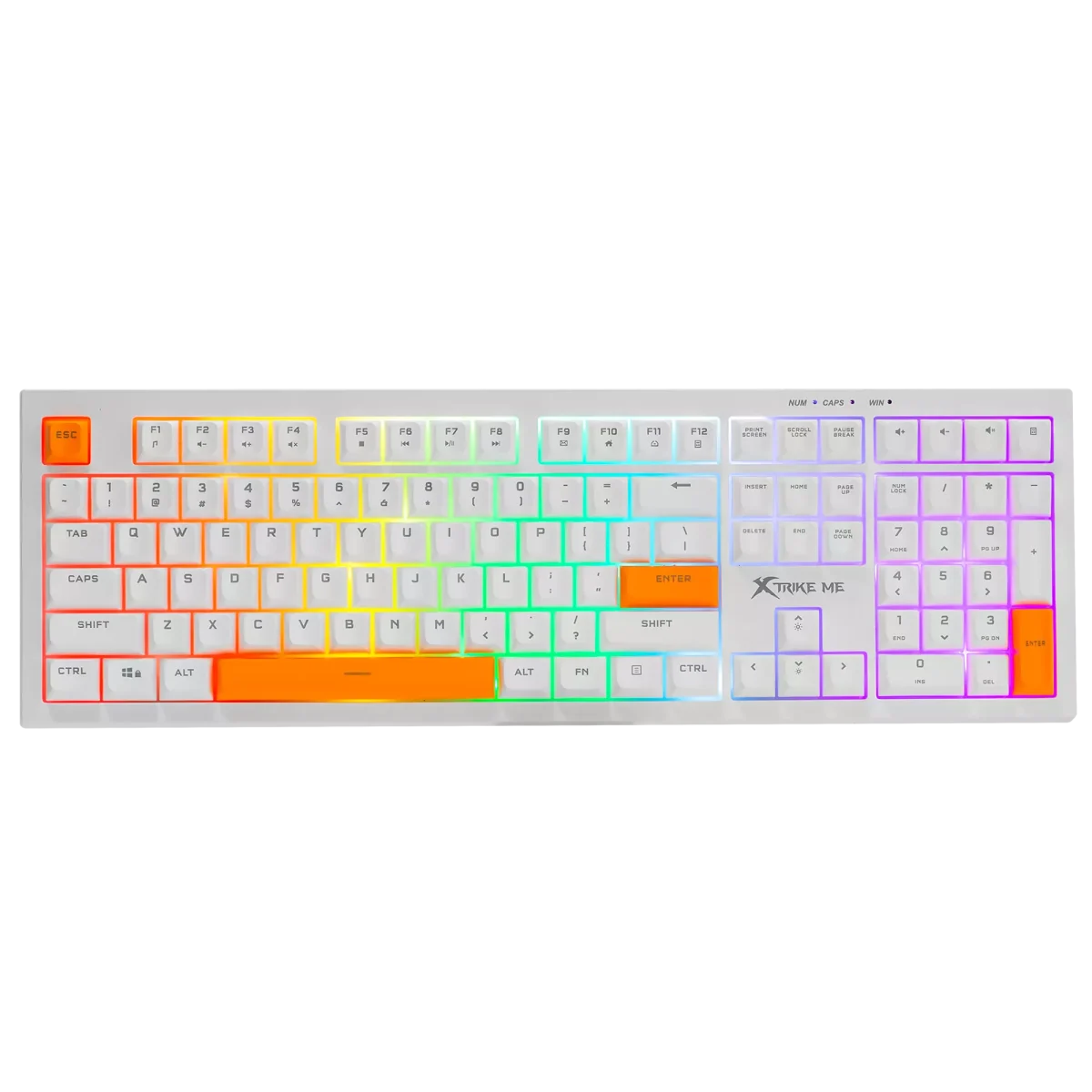XTRIKE ME KB512 Gaming Keyboard - mechanical feeling - Rainbow LED Lighting (White Orange)