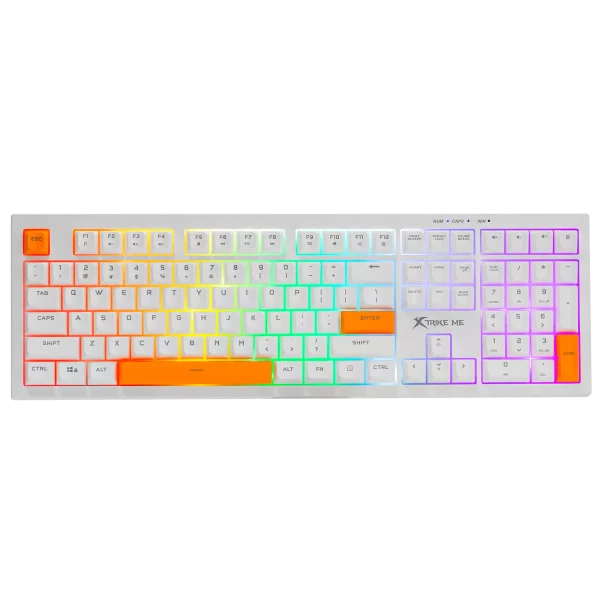 XTRIKE ME KB512 Gaming Keyboard - mechanical feeling - Rainbow LED Lighting (White Orange)