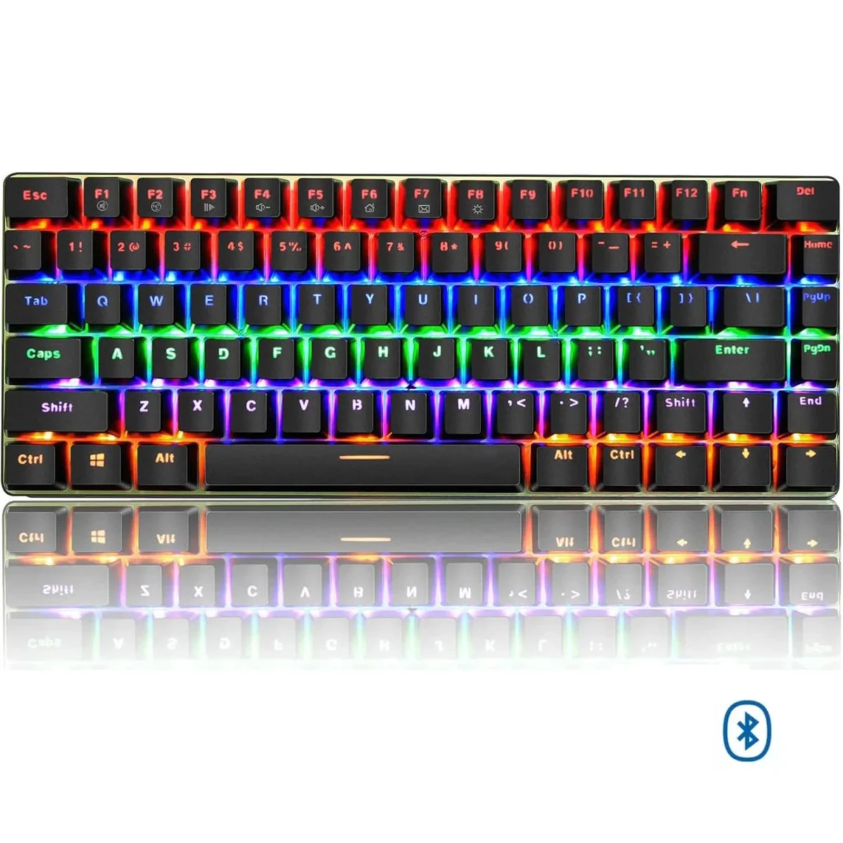 AJAZZ NACODEX AK33 Bluetooth & Wired Mechanical Keyboard, Rainbow LED Backlit, Blue Switch