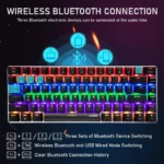 AJAZZ NACODEX AK33 Bluetooth & Wired Mechanical Keyboard, Rainbow LED Backlit, Blue Switch