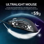 ATTACK SHARK R1 Tri-Mode (Wireless 2.4GWiredBT5.2) Gaming Mouse, ,55g Lightweight,18K DPI Optical Sensor (Black)