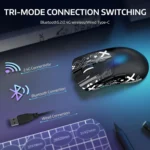 ATTACK SHARK R1 Tri-Mode (Wireless 2.4GWiredBT5.2) Gaming Mouse, ,55g Lightweight,18K DPI Optical Sensor (Black)