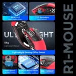 ATTACK SHARK R1 Tri-Mode (Wireless 2.4GWiredBT5.2) Gaming Mouse, ,55g Lightweight,18K DPI Optical Sensor (Red)