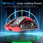 ATTACK SHARK R1 Tri-Mode (Wireless 2.4GWiredBT5.2) Gaming Mouse, ,55g Lightweight,18K DPI Optical Sensor (Red)