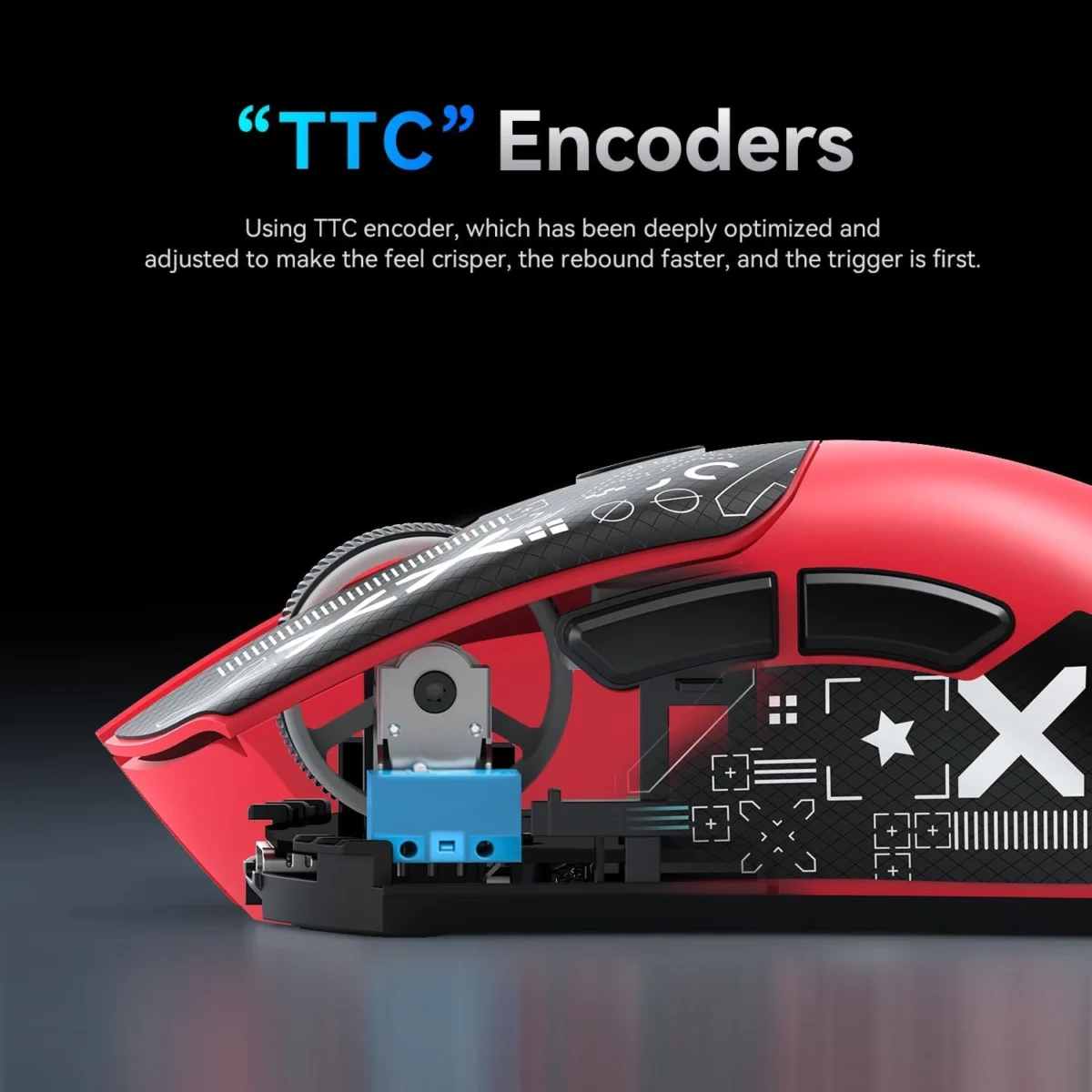 ATTACK SHARK R1 Tri-Mode (Wireless 2.4GWiredBT5.2) Gaming Mouse, ,55g Lightweight,18K DPI Optical Sensor (Red)