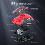 ATTACK SHARK R1 Tri-Mode (Wireless 2.4GWiredBT5.2) Gaming Mouse, ,55g Lightweight,18K DPI Optical Sensor (Red)
