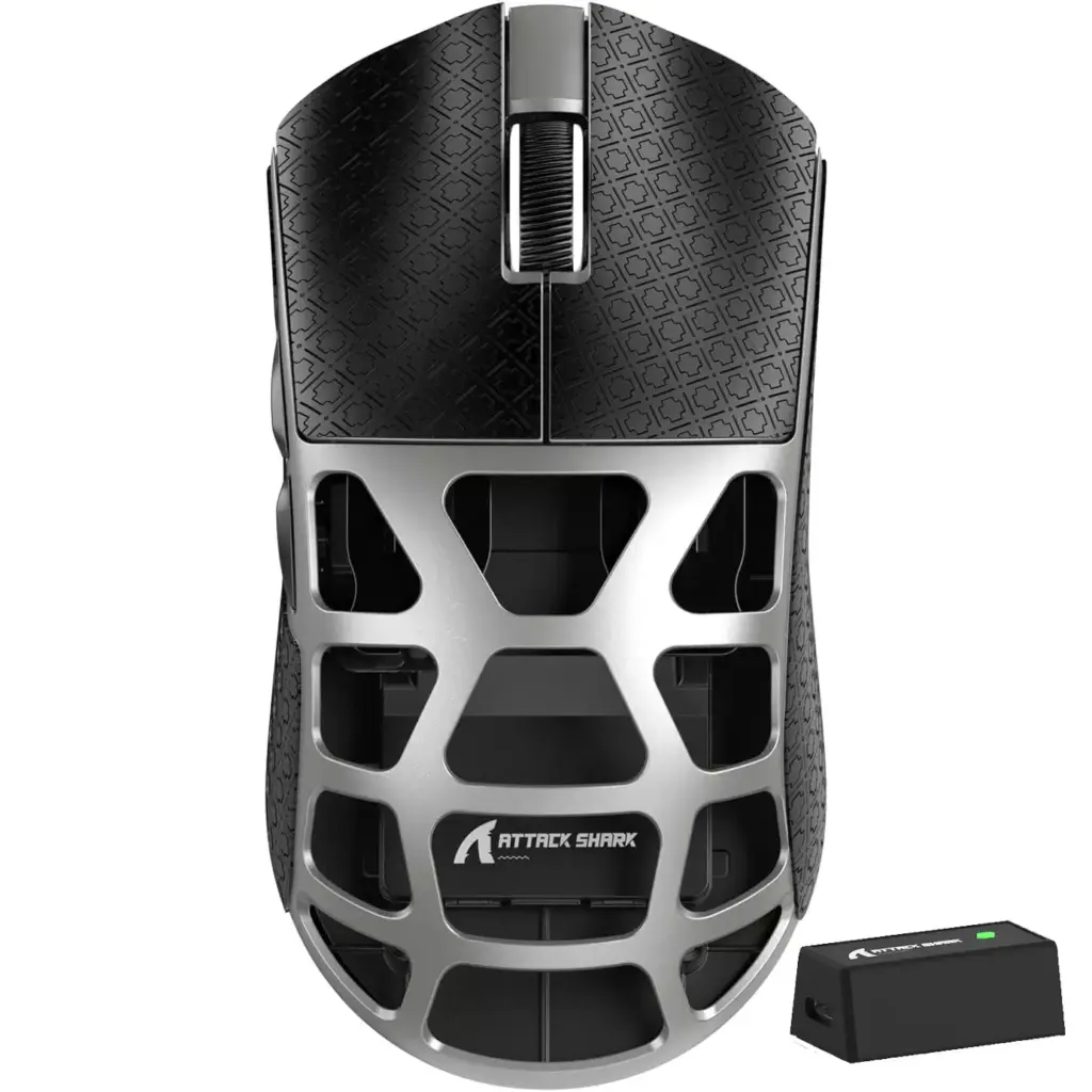 ATTACK SHARK R3 46g Superlight Magnesium Alloy Wireless,Bluetooth & Wired Gaming Mouse, 8KHz Polling Rate, PAW3395 26K DPI Sensor Programmable With Griptape (Grey)