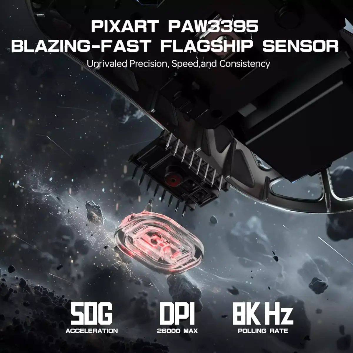 ATTACK SHARK R3 46g Superlight Magnesium Alloy Wireless,Bluetooth & Wired Gaming Mouse, 8KHz Polling Rate, PAW3395 26K DPI Sensor Programmable With Griptape (Grey)