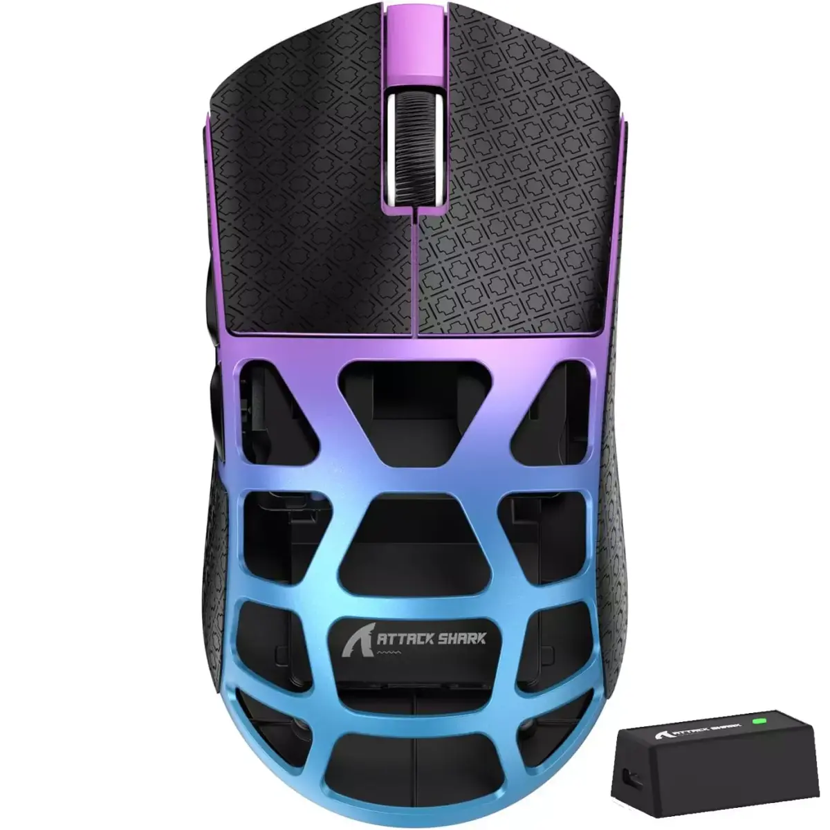 ATTACK SHARK R3 46g Superlight Magnesium Alloy Wireless,Bluetooth & Wired Gaming Mouse, 8KHz Polling Rate, PAW3395 26K DPI Sensor Programmable With Griptape (Purple)