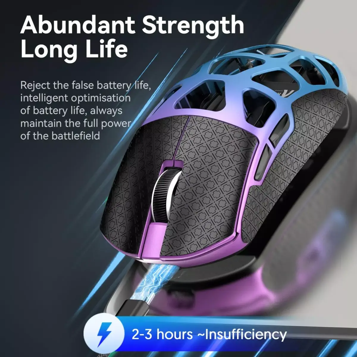ATTACK SHARK R3 46g Superlight Magnesium Alloy Wireless,Bluetooth & Wired Gaming Mouse, 8KHz Polling Rate, PAW3395 26K DPI Sensor Programmable With Griptape (Purple)