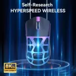 ATTACK SHARK R3 46g Superlight Magnesium Alloy Wireless,Bluetooth & Wired Gaming Mouse, 8KHz Polling Rate, PAW3395 26K DPI Sensor Programmable With Griptape (Purple)