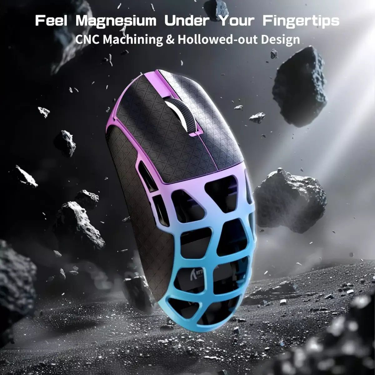 ATTACK SHARK R3 46g Superlight Magnesium Alloy Wireless,Bluetooth & Wired Gaming Mouse, 8KHz Polling Rate, PAW3395 26K DPI Sensor Programmable With Griptape (Purple)