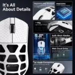 ATTACK SHARK R3 46g Superlight Magnesium Alloy Wireless,Bluetooth & Wired Gaming Mouse, 8KHz Polling Rate, PAW3395 26K DPI Sensor Programmable With Griptape (Silver)