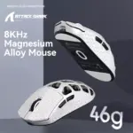 ATTACK SHARK R3 46g Superlight Magnesium Alloy Wireless,Bluetooth & Wired Gaming Mouse, 8KHz Polling Rate, PAW3395 26K DPI Sensor Programmable With Griptape (Silver)