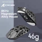 ATTACK SHARK R3 46g Superlight Tri Mode BT/Wireless 2.4Ghz/Wired Gaming Mouse, Magnesium Alloy, PAW3395 26K DPI Sensor, 8000Hz Wireless Polling Rate (Grey)