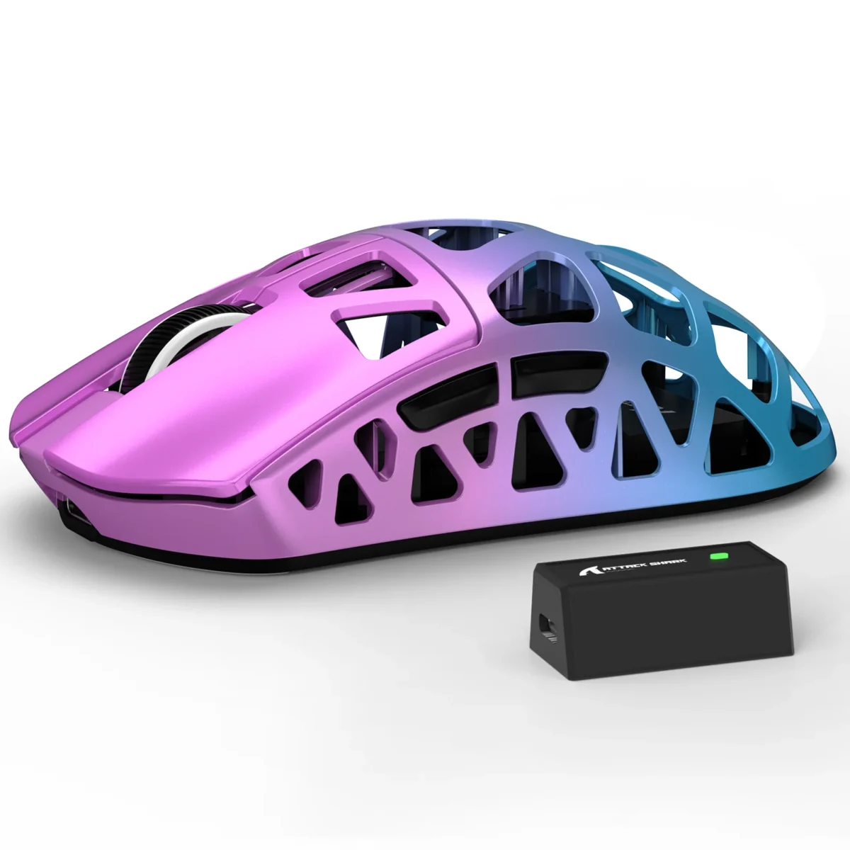 ATTACK SHARK R3 46g Superlight Tri Mode BT/Wireless 2.4Ghz/Wired Gaming Mouse, Magnesium Alloy, PAW3395 26K DPI Sensor, 8000Hz Wireless Polling Rate (Purple)