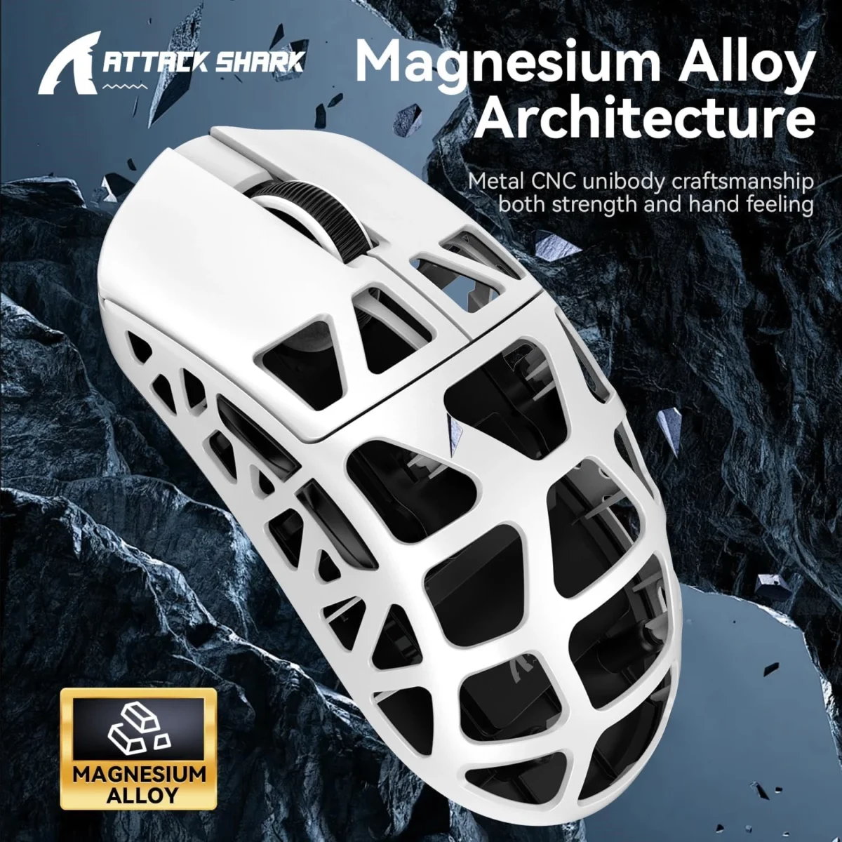 ATTACK SHARK R3 46g Superlight Tri Mode BT/Wireless 2.4Ghz/Wired Gaming Mouse, Magnesium Alloy, PAW3395 26K DPI Sensor, 8000Hz Wireless Polling Rate (Silver)