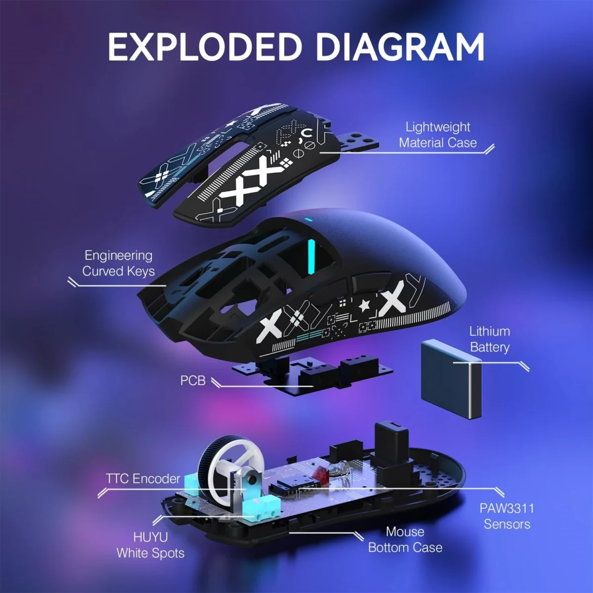 ATTACK SHARK X11 Lightweight Tri-Mode Wireless 2.4G/USB-C Wired/BT Gaming Mouse with RGB Charging Dock ,22K DPI,PAW3311 Optical Sensor (Black)
