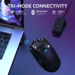 ATTACK SHARK X11 Lightweight Tri-Mode Wireless 2.4G/USB-C Wired/BT Gaming Mouse with RGB Charging Dock ,22K DPI,PAW3311 Optical Sensor (Black)