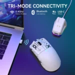 ATTACK SHARK X11 Lightweight Tri-Mode Wireless 2.4G/USB-C Wired/BT Gaming Mouse with RGB Charging Dock ,22K DPI,PAW3311 Optical Sensor (White)
