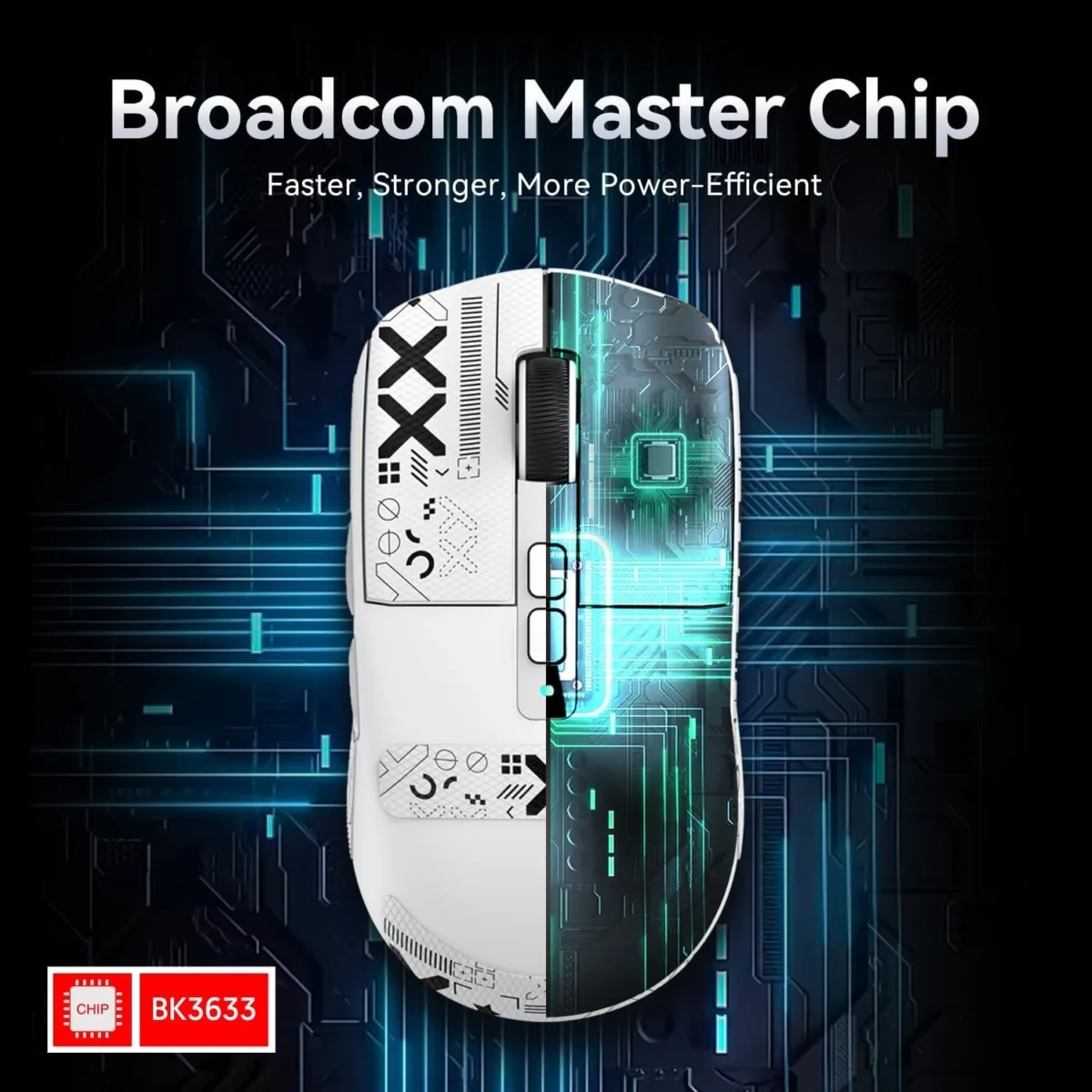 ATTACK SHARK X6 Tri-Mode WiredWireless 2.4GHzBT5.2Gaming Mouse with RGB Backlight Charging Base, 26K DPI, PAW3395 Optical Sensor Lightweight 49G (White)