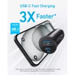Anker USB-C Car Charger 30W 2-Port Type-C Car Adapter, PowerIQ 3.0,