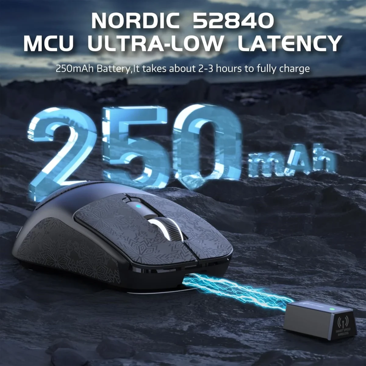 Attack Shark R6 Tri-mode Wireless 2.4G/Bluetooth/wired Gaming Mouse, 42K DPl PAW 3950Max Sensor Nordic 52480, 8KHz Polling, OMRON Optical Switch Ultralight 39g (Black)