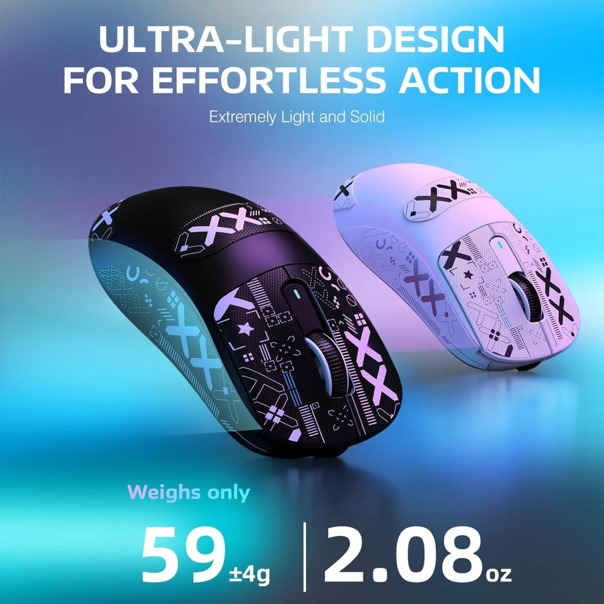 Attack Shark X3 Pro 4K8K Hz Gaming Mouse, 59g Superlight BT2.4G WirelessWired PixArt PAW3395 Gaming Sensor, 26000 DPI, Griptape, Programmable Buttons for Win11XboxPSMac (Black)