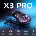 Attack Shark X3 Pro 4K8K Hz Gaming Mouse, 59g Superlight BT2.4G WirelessWired PixArt PAW3395 Gaming Sensor, 26000 DPI, Griptape, Programmable Buttons for Win11XboxPSMac (Black)