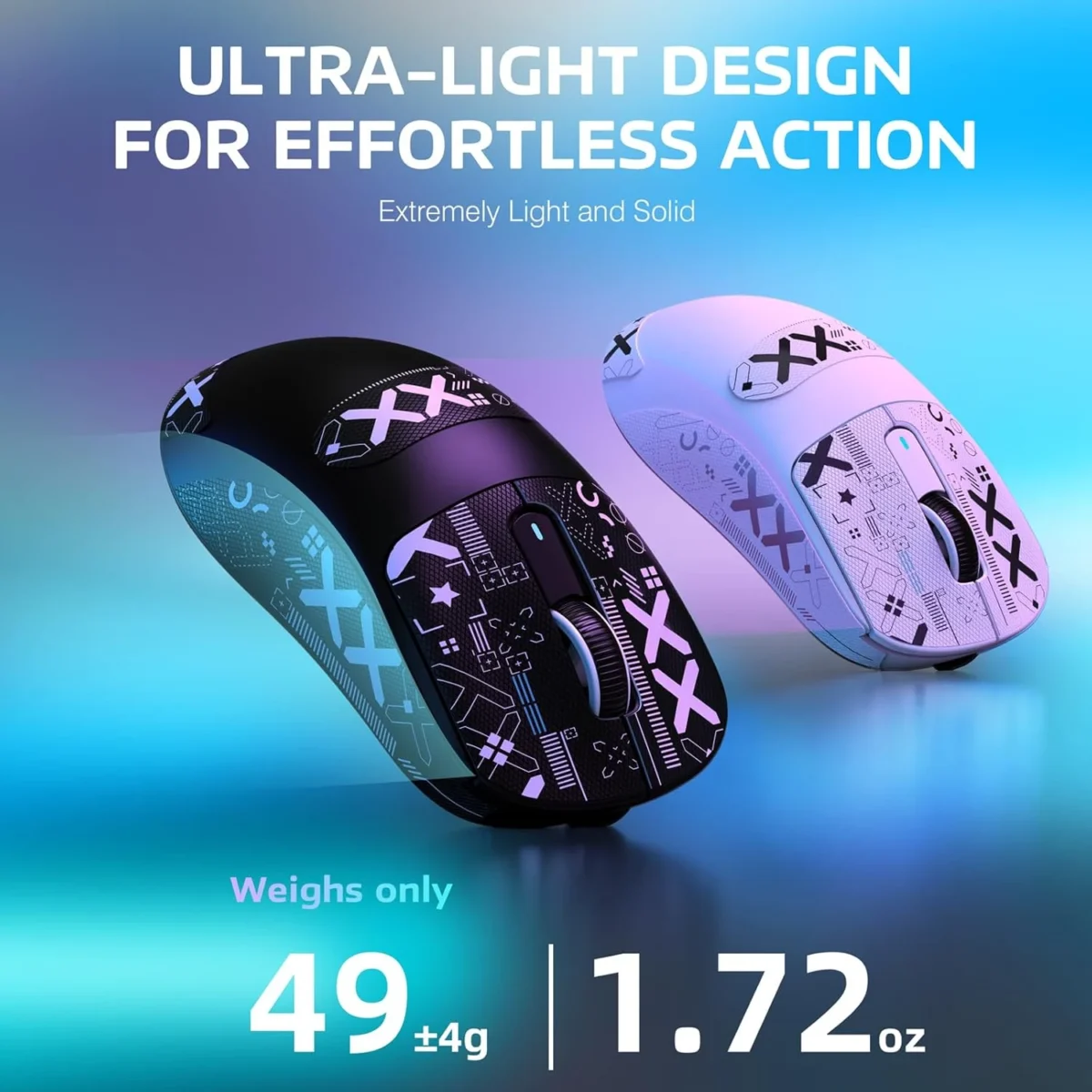 Attack Shark X3 Tri-modes Wireless 2.4Ghz, Wired, BT5.0 Gaming Mouse, 49g Lightweight Triple Mode Ergonomic Computer Mouse, PAW3395 26K DPI Sensor, 200h Battery Life, (Black)