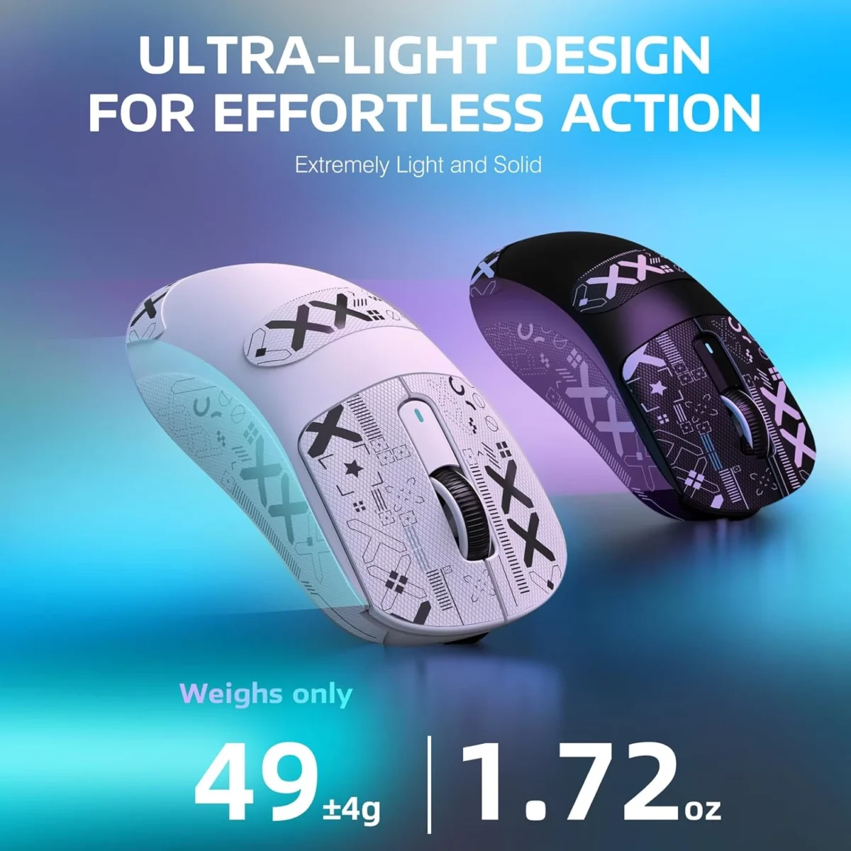 Attack Shark X3 Tri-modes Wireless 2.4Ghz, Wired, BT5.0 Gaming Mouse, 49g Lightweight Triple Mode Ergonomic Computer Mouse, PAW3395 26K DPI Sensor, 200h Battery Life, (White)