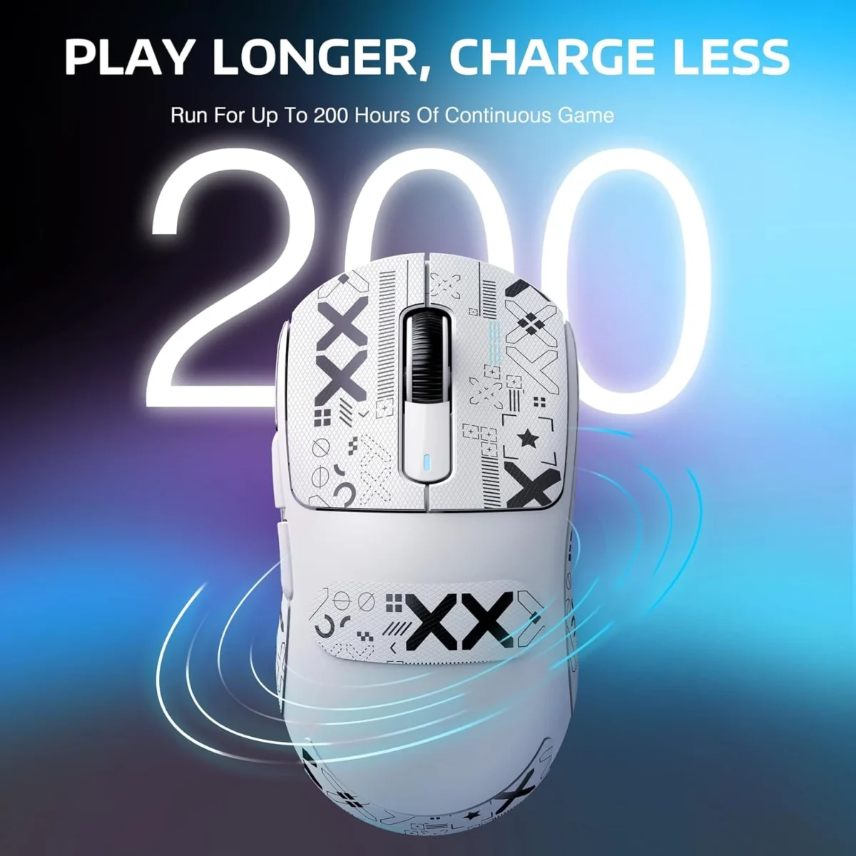 Attack Shark X3 Tri-modes Wireless 2.4Ghz, Wired, BT5.0 Gaming Mouse, 49g Lightweight Triple Mode Ergonomic Computer Mouse, PAW3395 26K DPI Sensor, 200h Battery Life, (White)
