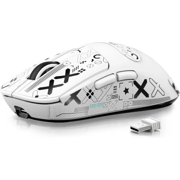 Attack Shark X3 Tri-modes Wireless 2.4Ghz, Wired, BT5.0 Gaming Mouse, 49g Lightweight Triple Mode Ergonomic Computer Mouse, PAW3395 26K DPI Sensor, 200h Battery Life, (White)