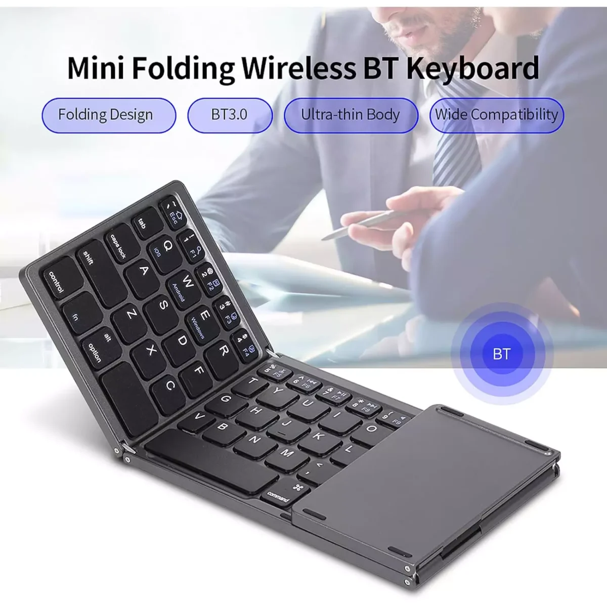 B033 Folding Bluetooth Keyboard Ultra Slim with Touchpad