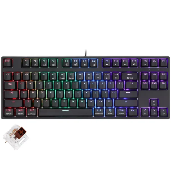 SKYLOONG GK87 RGB Gaming Mechanical Keyboard - KTT Brown Switch - Hot Swappable (Black)