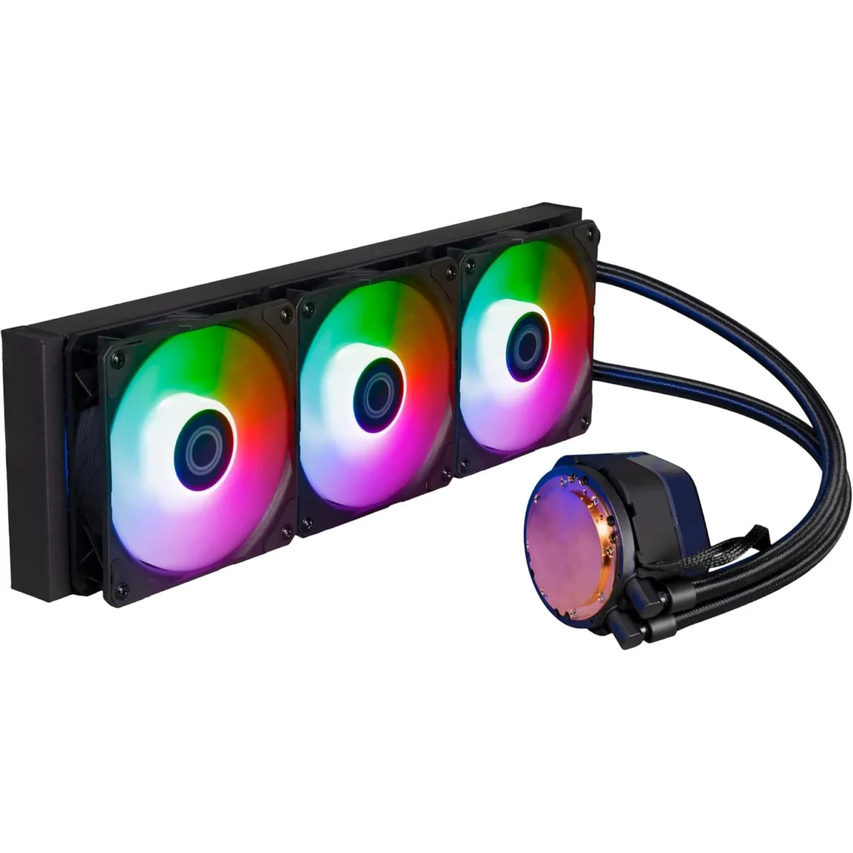 Cooler Master MasterLiquid Atmos 360 Black CPU Liquid Cooler - AIO Water Cooling System, Dual Chamber Pump, Pre-Installed Sickleflow 120 Edge Fans, Addressable Gen 2 RGB, LGA1700 & AM5 Brackets