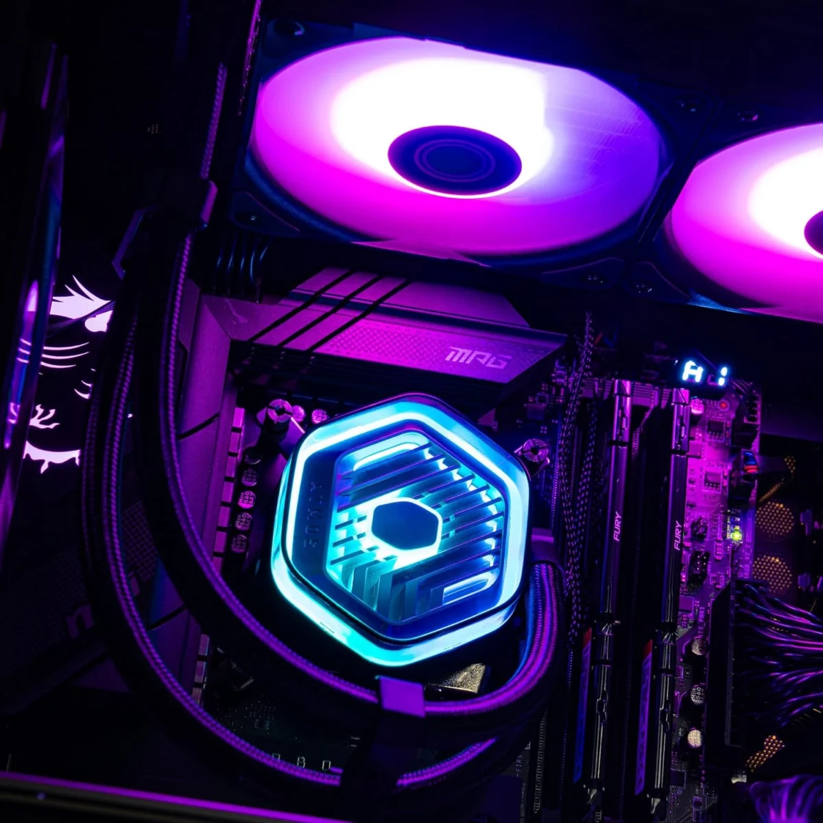 Cooler Master MasterLiquid Atmos 360 Black CPU Liquid Cooler - AIO Water Cooling System, Dual Chamber Pump, Pre-Installed Sickleflow 120 Edge Fans, Addressable Gen 2 RGB, LGA1700 & AM5 Brackets