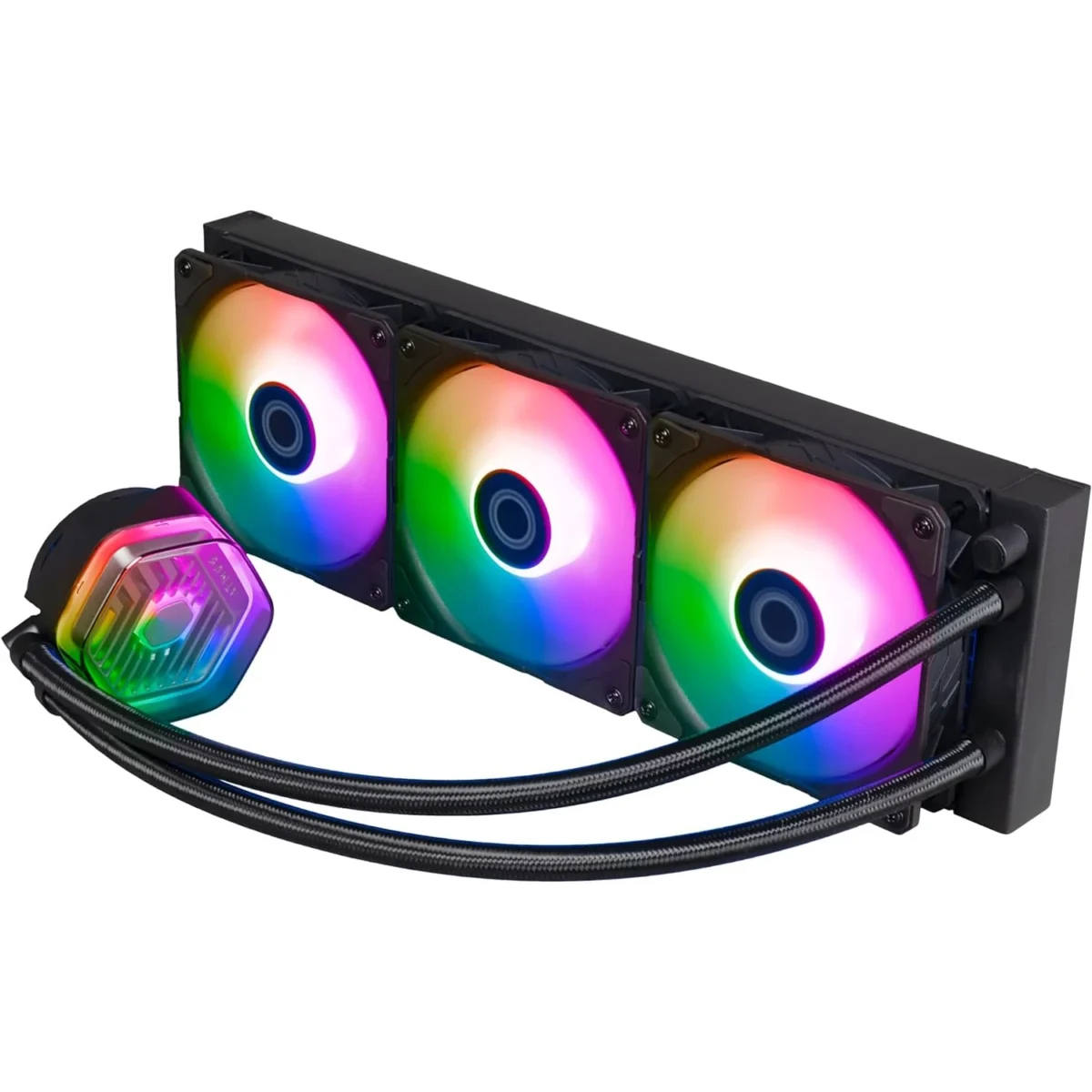 Cooler Master MasterLiquid Atmos 360 Black CPU Liquid Cooler - AIO Water Cooling System, Dual Chamber Pump, Pre-Installed Sickleflow 120 Edge Fans, Addressable Gen 2 RGB, LGA1700 & AM5 Brackets