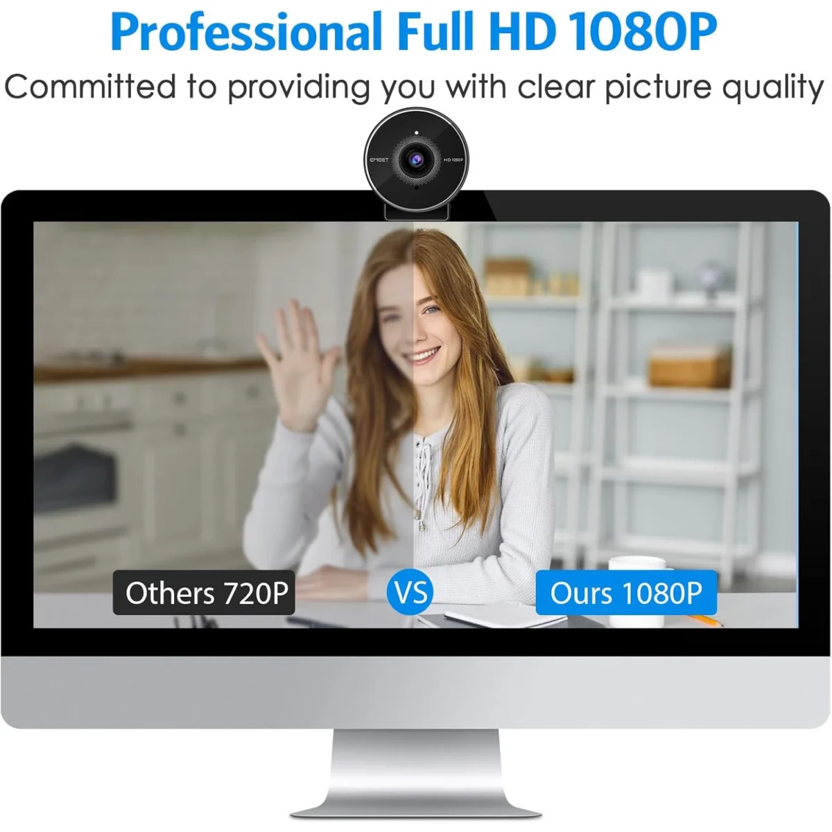 EMEET C955 Webcam for PC, 1080P Webcam with Microphone&Privacy Cover, Auto Light Correction, 70° FOV