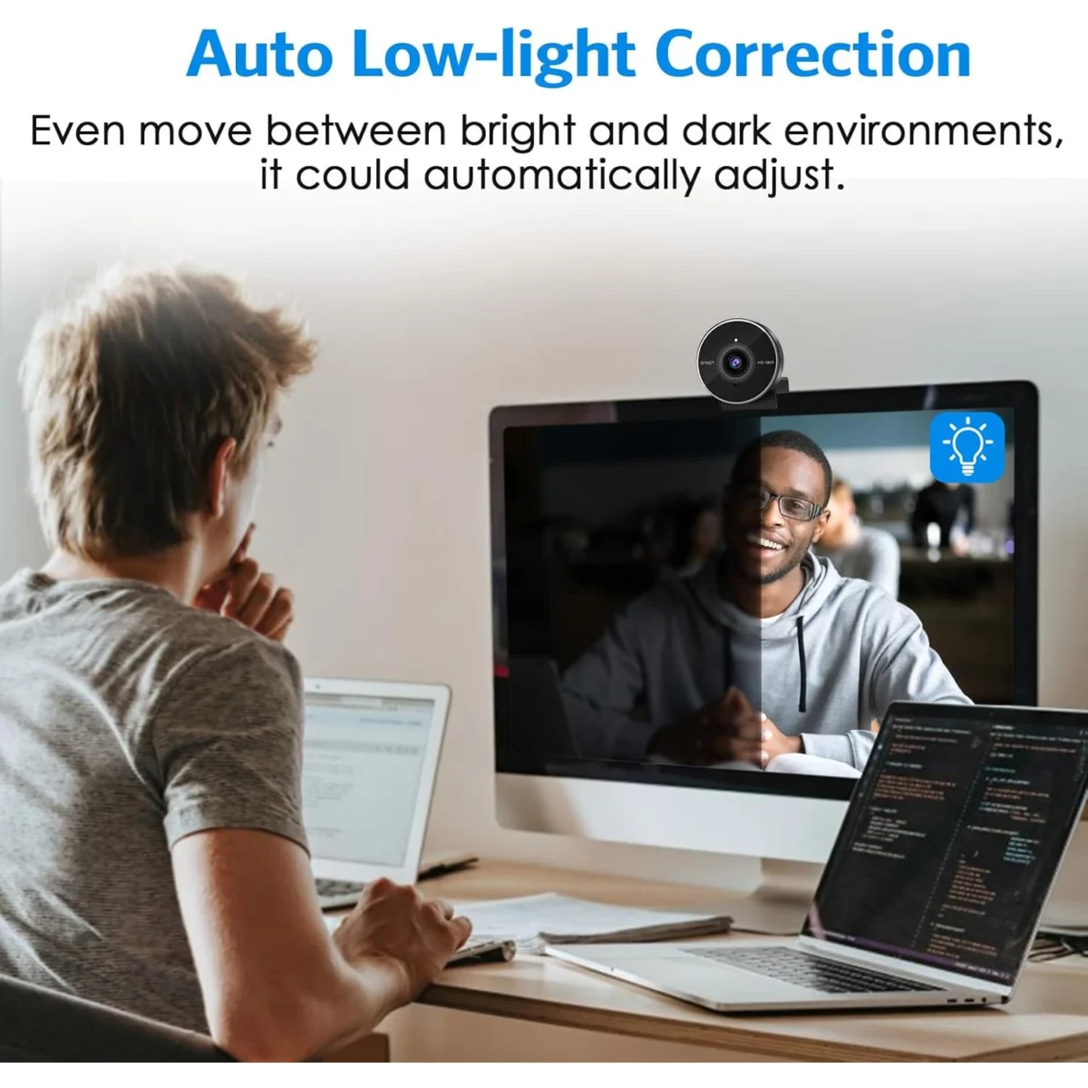 EMEET C955 Webcam for PC, 1080P Webcam with Microphone&Privacy Cover, Auto Light Correction, 70° FOV