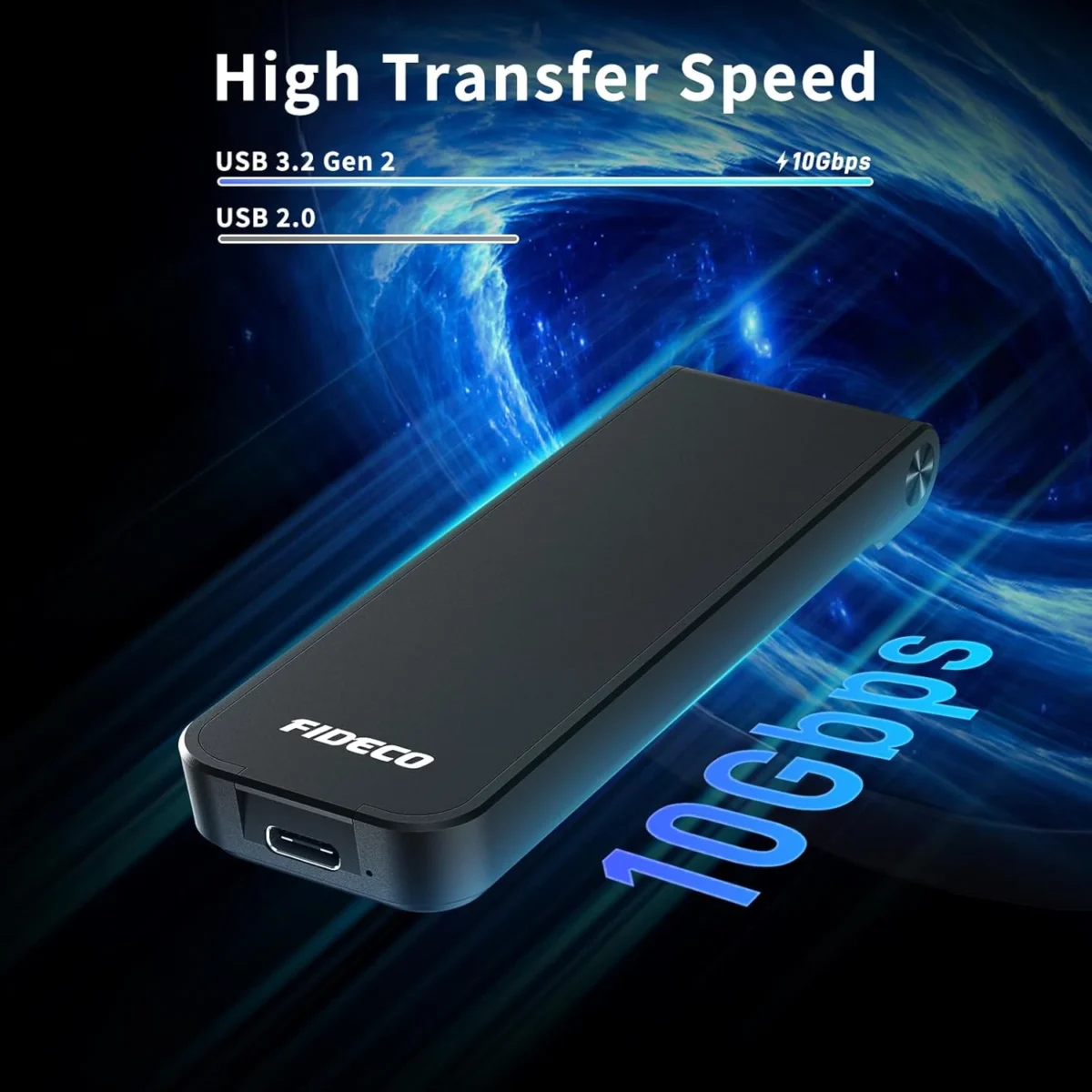 FIDECO M.2 NVMe SSD Enclosure, USB 3.2 Gen 2 to M.2 NVMe Enclosure, PCIe NVMe Adapter for M & M+B Key