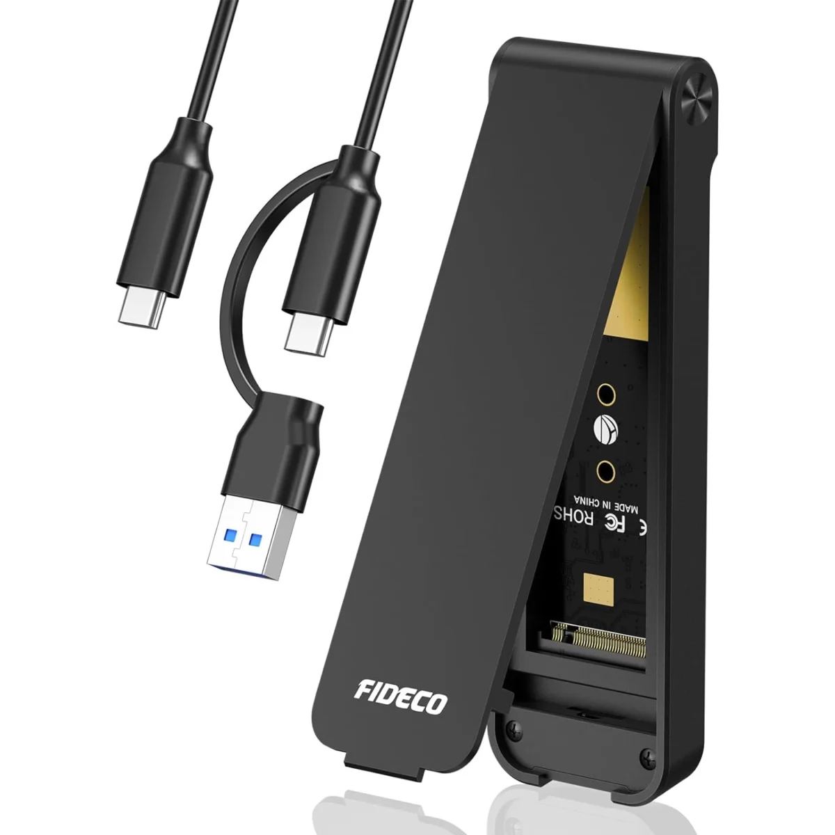 FIDECO M.2 NVMe SSD Enclosure, USB 3.2 Gen 2 to M.2 NVMe Enclosure, PCIe NVMe Adapter for M & M+B Key