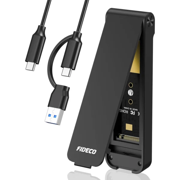 FIDECO M.2 NVMe SSD Enclosure, USB 3.2 Gen 2 to M.2 NVMe Enclosure, PCIe NVMe Adapter for M & M+B Key