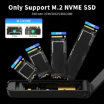 FIDECO M.2 NVMe SSD Enclosure, USB 3.2 Gen 2 to M.2 NVMe Enclosure, PCIe NVMe Adapter for M & M+B Key