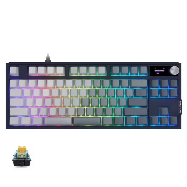 SKYLOONG GK87 RGB Gaming 8K Optical Keyboard - Glacier Yellow Switch Hot Swappable - 8000Hz Polling Rate (English & Arabic)